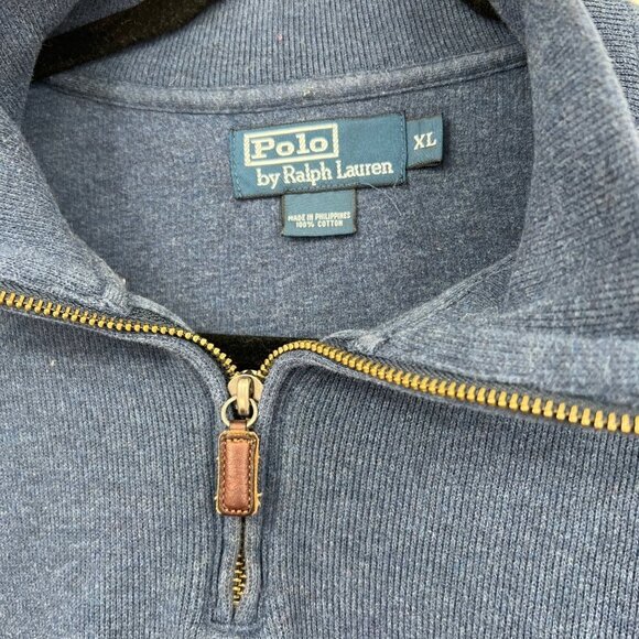 Vintage Polo Ralph Lauren Blue Quarter Zip Sweater men's size Extra Large Blue - Picture 3 of 10